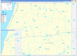 Van Buren County, MI Wall Map Zip Code Basic Style 2024